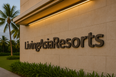LivingAsiaResorts logo on resort wall